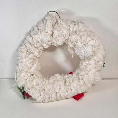 LOT 65L: Three Christmas Wreathes Decorated with Yarn, Bows & Artificial Fruit