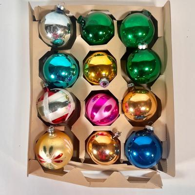 LOT 66L: Vintage Glass Christmas Ornaments - Pyramid, Bells & More