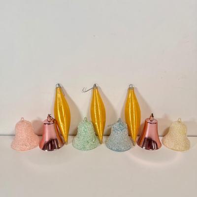 LOT 66L: Vintage Glass Christmas Ornaments - Pyramid, Bells & More