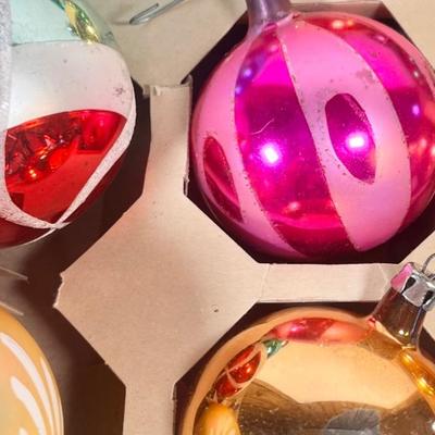 LOT 66L: Vintage Glass Christmas Ornaments - Pyramid, Bells & More