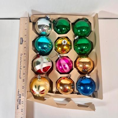 LOT 66L: Vintage Glass Christmas Ornaments - Pyramid, Bells & More