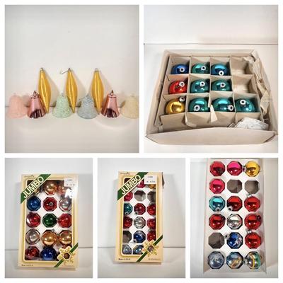 LOT 66L: Vintage Glass Christmas Ornaments - Pyramid, Bells & More