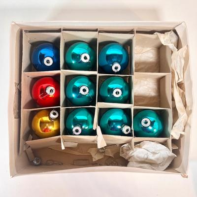 LOT 66L: Vintage Glass Christmas Ornaments - Pyramid, Bells & More