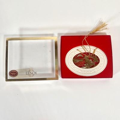 LOT 67L: Lenox Winter Greetings Candy Dish, Snowman Tea Light Holder, Holiday Candlestick Pair, Candle Holder, & Angel Ornament