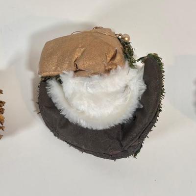 LOT 68L: Santa Head Decor, Glass Angel Ornaments, Stuffed Angel Teddybear Ornament, & Blue Ornament