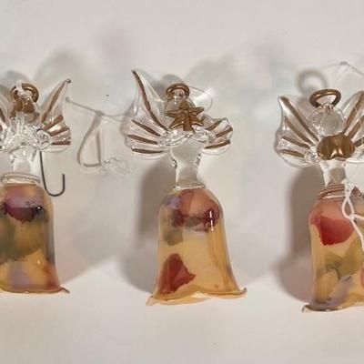 LOT 68L: Santa Head Decor, Glass Angel Ornaments, Stuffed Angel Teddybear Ornament, & Blue Ornament