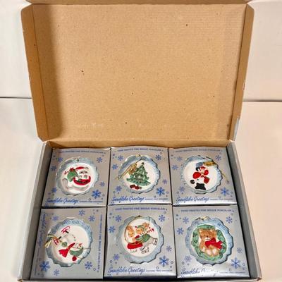 LOT 73L: Ceramic Swan Christmas Decor, Ceramic Holly Basket, 2004 TBC TeddyBear Ornament Pair, Ceramic “JOY” Candleholder Set, Vintage...