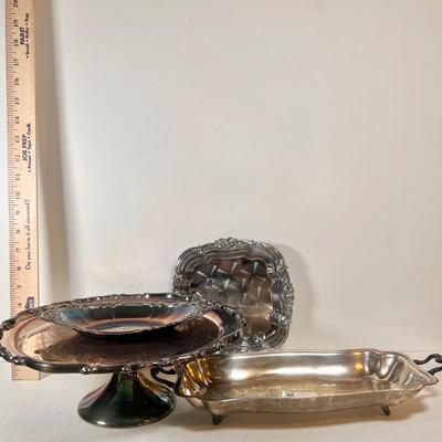 LOT 77L: Vintage F.B Rogers Silver Co. Silver Plated Serveware, Reed & Barton Silver Plated Tray, Glass Bowls, & Frank M Whiting...