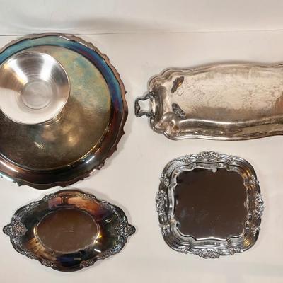 LOT 77L: Vintage F.B Rogers Silver Co. Silver Plated Serveware, Reed & Barton Silver Plated Tray, Glass Bowls, & Frank M Whiting...
