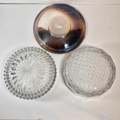LOT 77L: Vintage F.B Rogers Silver Co. Silver Plated Serveware, Reed & Barton Silver Plated Tray, Glass Bowls, & Frank M Whiting...