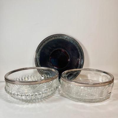 LOT 77L: Vintage F.B Rogers Silver Co. Silver Plated Serveware, Reed & Barton Silver Plated Tray, Glass Bowls, & Frank M Whiting...