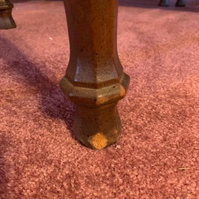 LOT 162 L: Unique American Drew Dining Room Table w/ 2 Leaves, 6 Gold Velveteen & Cane Chairs & Table Pads