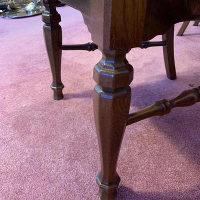 LOT 162 L: Unique American Drew Dining Room Table w/ 2 Leaves, 6 Gold Velveteen & Cane Chairs & Table Pads