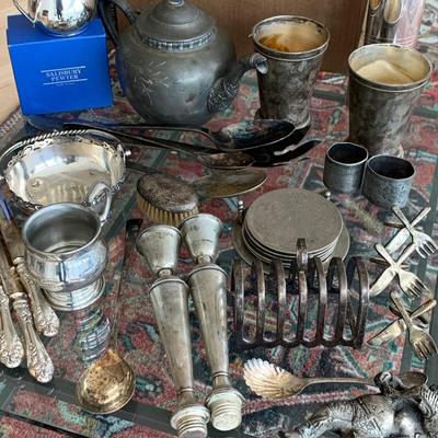 Misc Silver Plate Weighted Pewter Cast Metal Lot