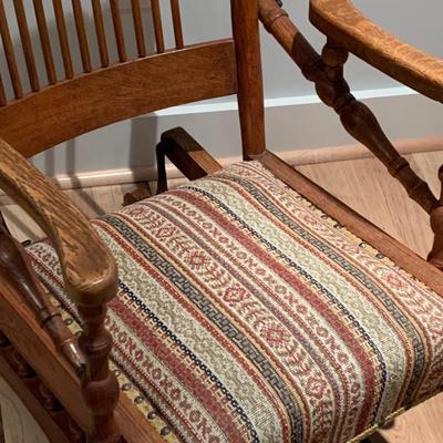 Antique Oak Mechanical Glider Platform Rocker