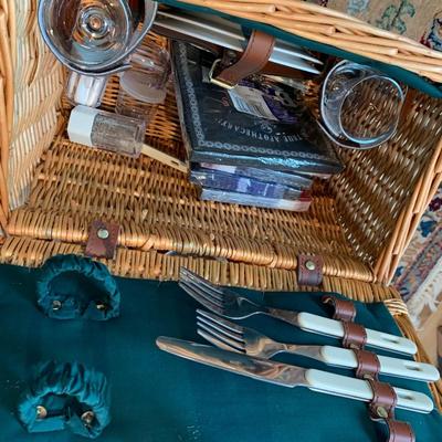 Large Picnic Basket w/ Supplies