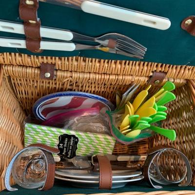 Large Picnic Basket w/ Supplies