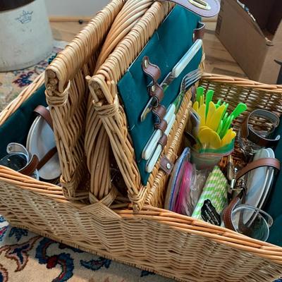 Large Picnic Basket w/ Supplies