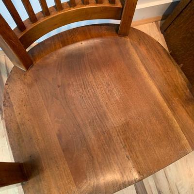 Antique Wood Office Chair On Casters