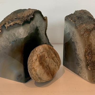 Geode Bookends + Fossil Rock