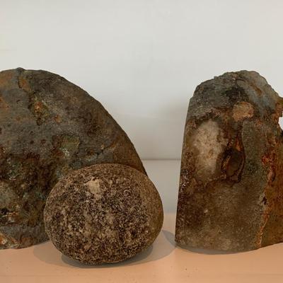 Geode Bookends + Fossil Rock