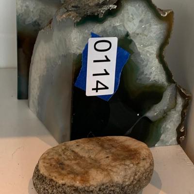 Geode Bookends + Fossil Rock