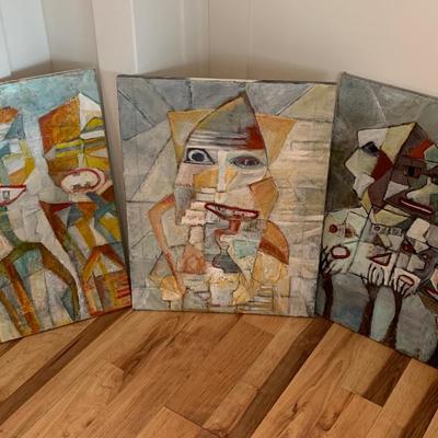 Abstract Oil On Canvas Art Lot