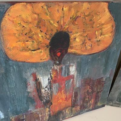 Abstract Oil On Canvas Art Lot