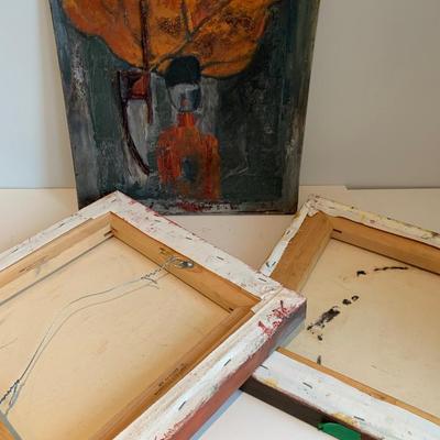 Abstract Oil On Canvas Art Lot