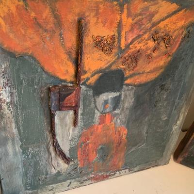 Abstract Oil On Canvas Art Lot