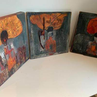 Abstract Oil On Canvas Art Lot