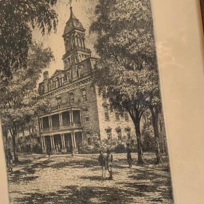 Etching Middle College 8/250 Young Framed