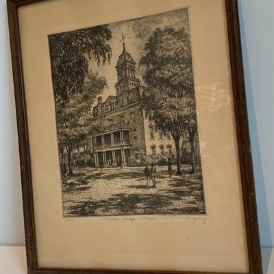 Etching Middle College 8/250 Young Framed