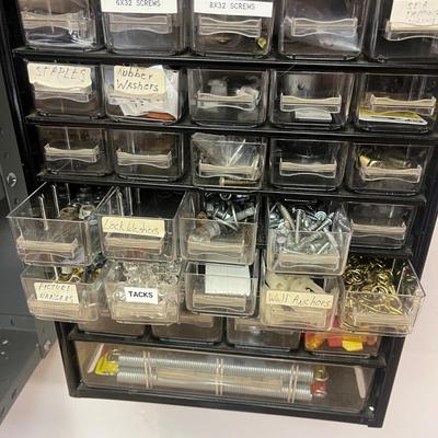 Metal & Plastic Parts Cabinet & Bins W/Contents Included (B1-MG)
