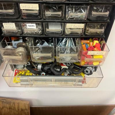 Metal & Plastic Parts Cabinet & Bins W/Contents Included (B1-MG)