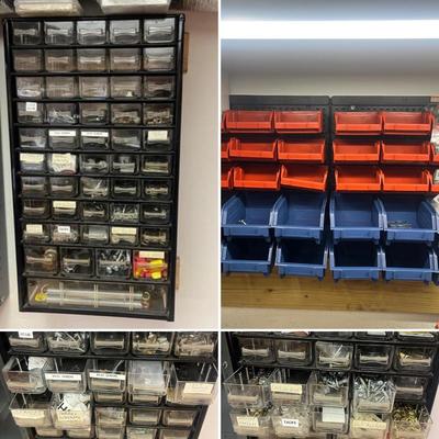 Metal & Plastic Parts Cabinet & Bins W/Contents Included (B1-MG)