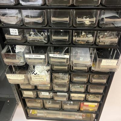 Metal & Plastic Parts Cabinet & Bins W/Contents Included (B1-MG)