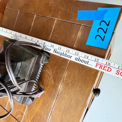 Lot 222 Lamp with wicker shade and wooden nightstand