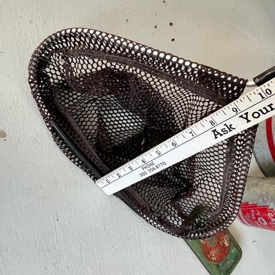 Lot 225 Vintage fishing equipment - minnow bucket, rod, fishing net