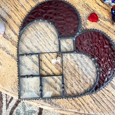 Lot 236 lot of random small home décor items - glass stir sticks, marbel tea light hold, leaded glass heart and more