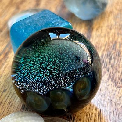 Lot 237 Rosebowl of clear beads, shells, glass cubes and marble