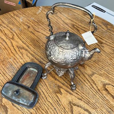 Lot 247 Queen Victoria Reproduction Tea Pot & a SP butter dish