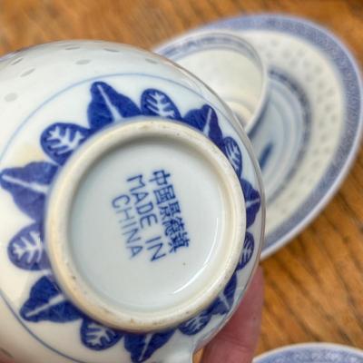 Lot 252 Oriental Rice Blue floral pattern china tea and bowl set