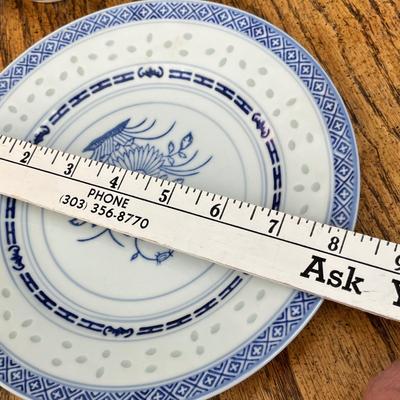 Lot 252 Oriental Rice Blue floral pattern china tea and bowl set