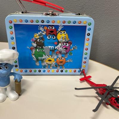 M&M small box, Smurf and helicopter