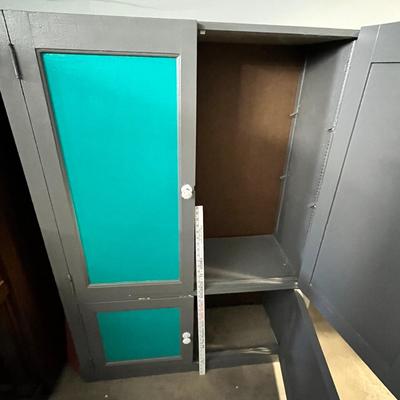 Lot 270 Turquoise & gray painted cabinet