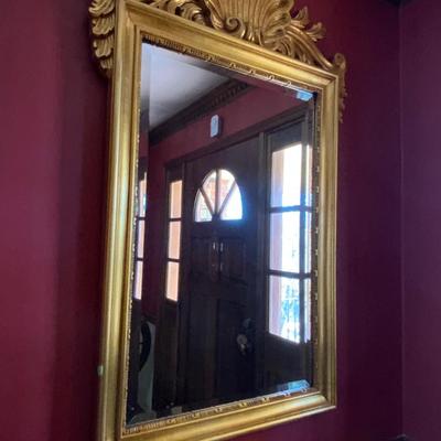 Ethan Allen Hollywood Regency Italian Giltwood Shell Motif Mirror