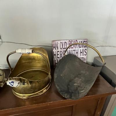 Lot 272 Fireplace wood holders & Sign