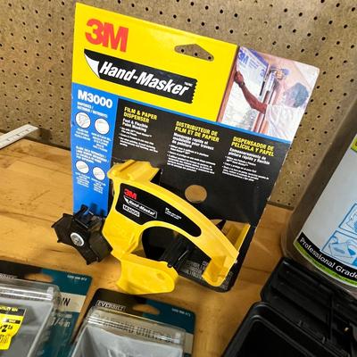 Lot 282 miscellaneous lot - painter mask roller, pig, mat, small utility tool box and more