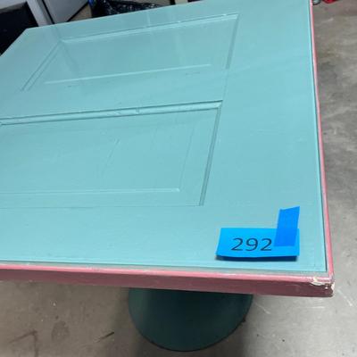 Lot 292 green table made from a door